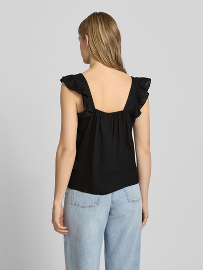 PIECES Regular Fit Blusentop aus Baumwoll-Leinen-Mix Modell 'PIA' Black 5