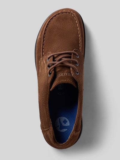 Produktfoto, Loafer aus echtem Leder Modell 'Highwood' von Birkenstock, braune Farbe, abgerundete Form, profilierte Sohle, Schnürverschluss