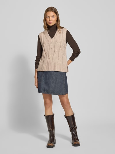 Tom Tailor Regular fit spencer van katoenmix met wol Taupe gemêleerd - 1