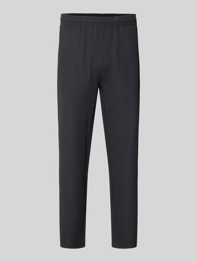 Produktfoto, Sweatpants mit Strukturmuster und elastischem Bund von Pegador, schwarzer Material-Mix mit Stretch-Anteil, Relaxed-Fit