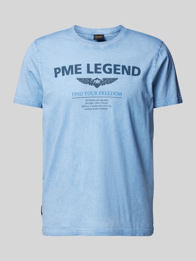 PME Legend T-Shirt mit Label-Print Rauchblau 2