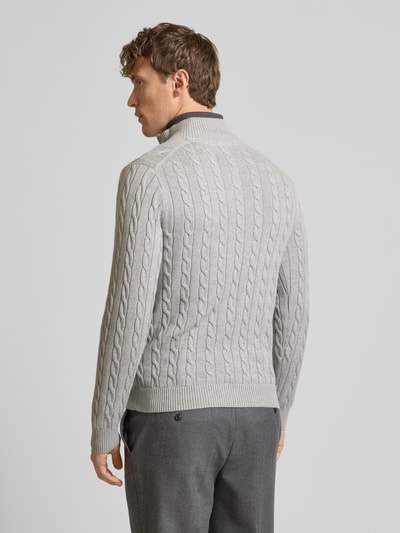 Gant Strickpullover mit Zopfmuster Mittelgrau Melange 5