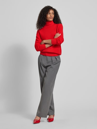 Jake*s Casual Sweter z dzianiny ze stójką Wiśniowy 1