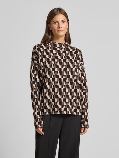 Christian Berg Woman Oversized Strickpullover mit geripptem Stehkragen Cognac 4