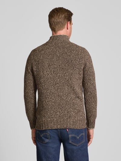 GRAN SASSO Strickpullover aus Schurwolle mit Troyer-Kragen Dunkelbraun 5