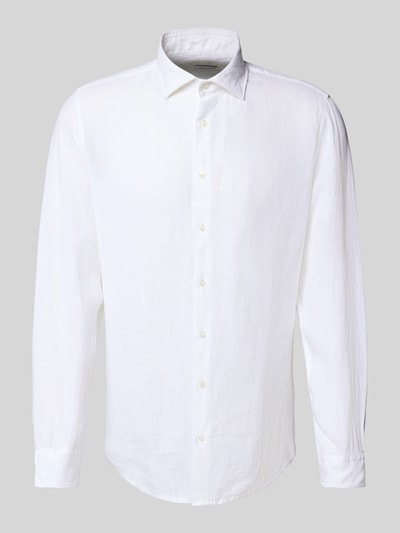 SEIDENSTICKER Slim Fit Business-Hemd aus Leinen mit Kentkragen Weiss 2