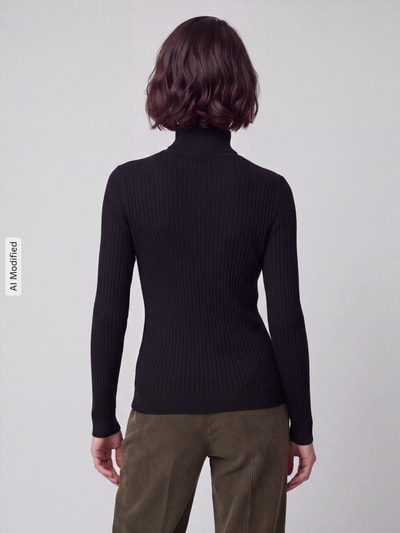 ONLY sweter z golfem w kroju slim fit z mieszanka wiskozy model 'KAROL' Czarny 5
