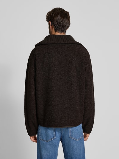 Lacoste Relaxed Fit Sweatshirt mit Troyer Kragen aus warmen Fleece Dunkelbraun 5