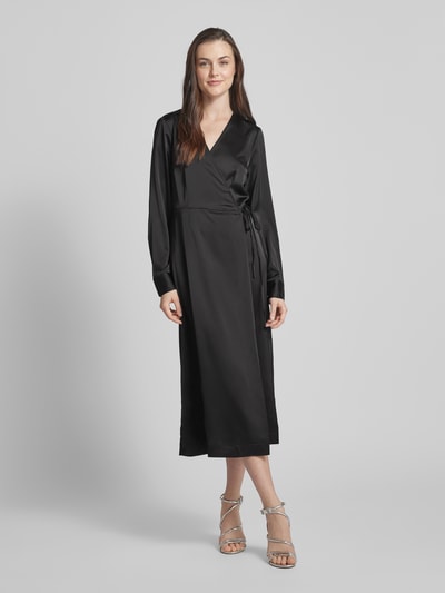 YAS Midi-jurk in wikkellook, model 'PELLA' Zwart - 1
