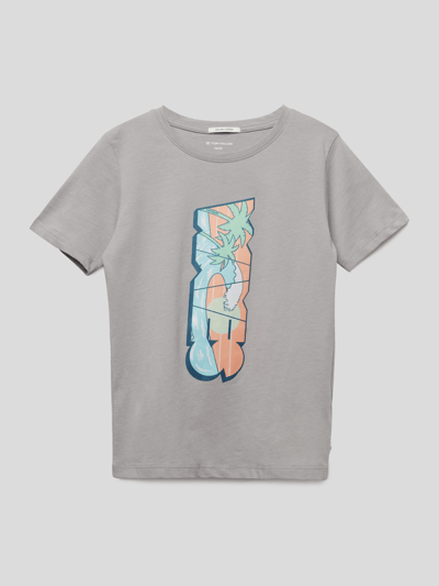 Tom Tailor T-shirt met motiefprint Steengrijs - 1