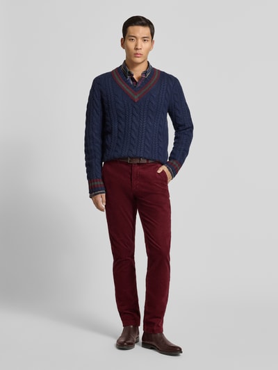 Tommy Hilfiger Spodnie sztruksowe z prostą nogawką z mieszanki bawełny model ‘DENTON’ Ciemnoczerwony 1