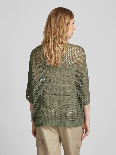 ZABAIONE Strickpullover mit Lochmuster Khaki 5