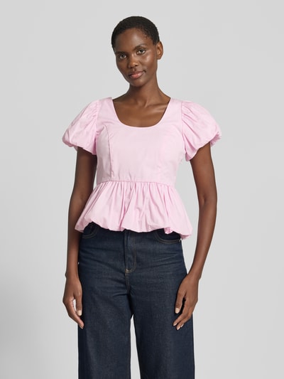 YAS Regular Fit Bluse mit Raffungen Modell 'Nille' Pink 4