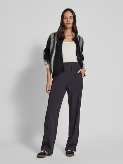 Fransa Wide leg stoffen broek met vaste persplooien, model 'milo' Antraciet - 1