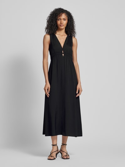 comma Midi-jurk van viscosemix met cut-out Zwart - 4