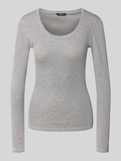 OPUS Slim Fit Langarmshirt aus Baumwoll-Modal-Mix Modell 'Sorana' Hellgrau 1