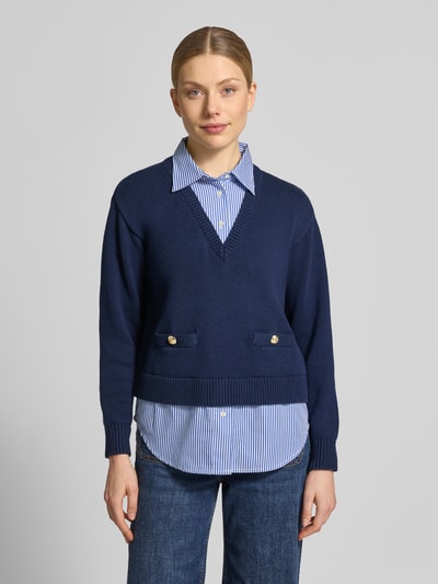 Lauren Ralph Lauren Sweter z dzianiny o kroju regular fit z czystej bawełny Granatowy 4