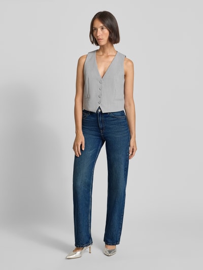 MANGO Straight Fit Jeans im Used-Look Modell 'MIAMI' Dunkelblau 1