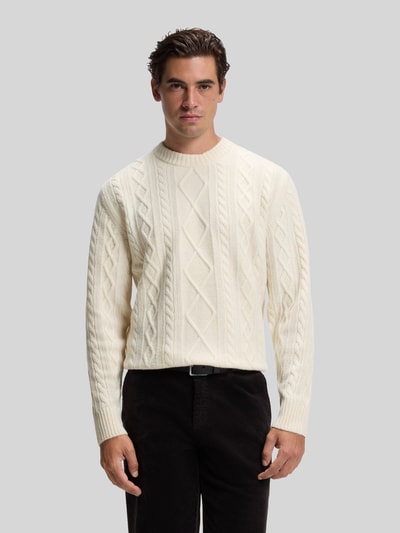 BOSS Orange Pullover aus Schurwolle mit Zopfstruktur Offwhite 4