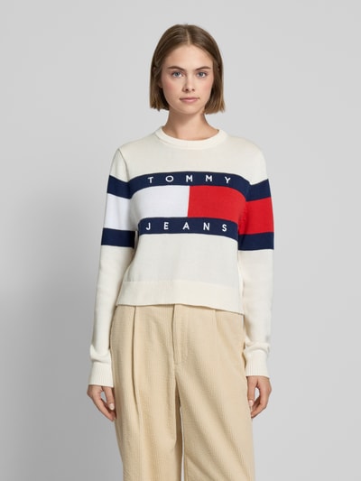 Tommy Jeans Strickpullover mit Logo-Detail Modell 'CENTER FLAG' Offwhite 4