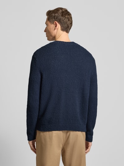 SELECTED HOMME Sweter z dzianiny o kroju regular fit z czystej bawełny ekologicznej model ‘Angus’ Ciemnoniebieski 5