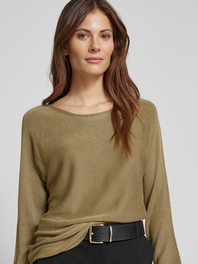 s.Oliver BLACK LABEL Relaxed Fit Feinstrickpullover aus Viskose-Mix mit Fledermausärmeln Khaki 3