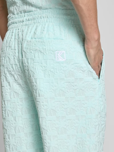 KARL KANI Korte broek met elastische band en tunnelkoord, model 'Terry' Oceaanblauw - 3