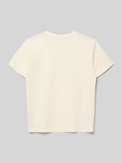 Produktfoto, Regular Fit T-Shirt mit Logo-Stitching von Champion, Kinder T-Shirt aus reiner Baumwolle, cremefarben, glatte Textur, Rückenansicht