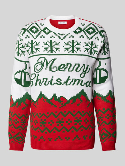 Only & Sons Gebreide pullover met motief- en statementstitching, model 'XMAS' Wit - 2