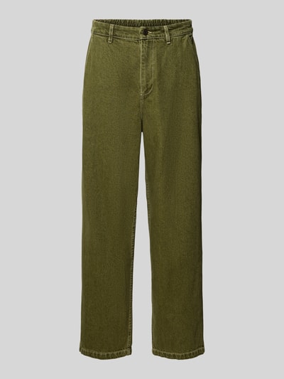 Produktfoto, Jeans mit elastischem Bund Modell 'UZATOWN' von American Vintage in Olivgrün, Relaxed Fit, reine Baumwolle, strukturierte Oberfläche