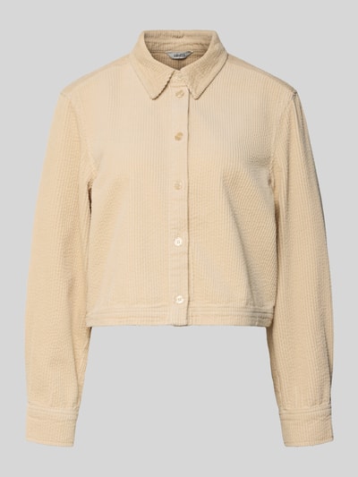 mbyM Bluzka koszulowa sztruksowa o kroju regular fit z listwą guzikową model ‘Azzuri’ Beżowy 2