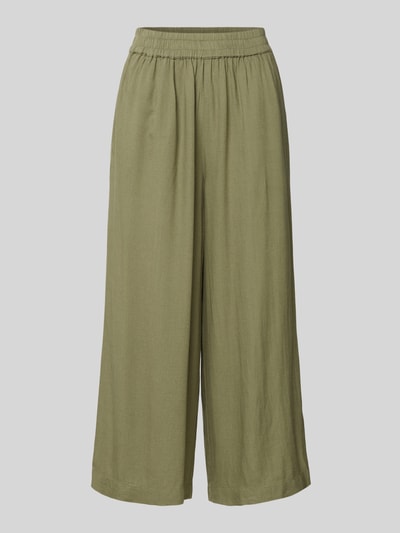 Pieces Loose Fit Culotte aus Viskose-Leinen-Mix Modell 'PIA' Khaki 2