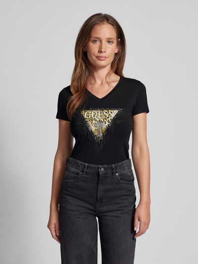 Guess T-shirt z nadrukiem z logo Czarny 4