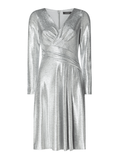 Lauren Ralph Lauren Cocktailkleid in Wickel-Optik Silber 1