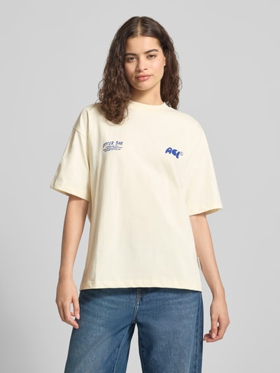 ANOTHER COTTON LAB oversized t-shirt z nadrukami z logo Jasnożółty melanż 4