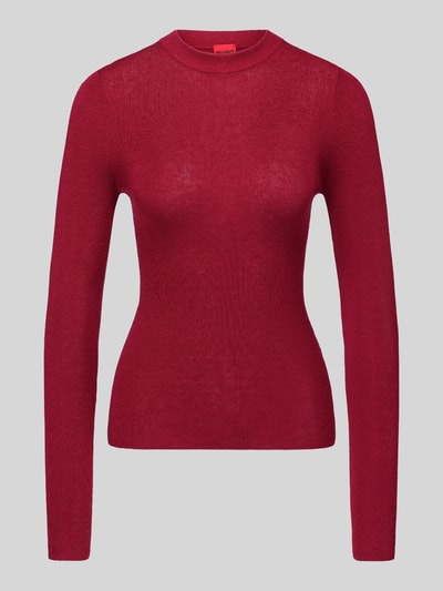 Productfoto, Slim Fit Pullover uit wolmix met lyocell-kasjmier, model 'Sallya' van HUGO, Dames pullover, effen rood, fijne textuur