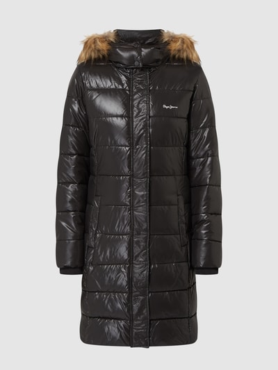 Pepe Jeans Steppmantel mit Webpelz Modell 'Anja' Schwarz 2