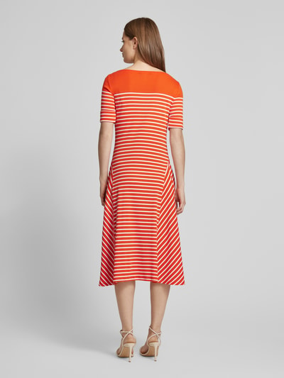 Lauren Ralph Lauren Midi-jurk met geribde boothals, model 'MUNZIE' Oranje - 5