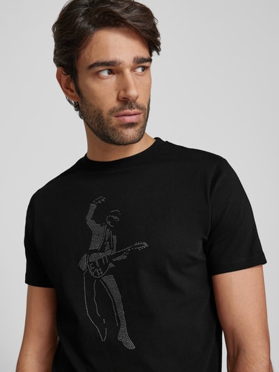 Karl Lagerfeld T-shirt z obszyciem z kamieni stras Czarny 3