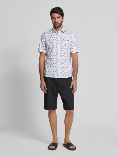 Jake*s Slim Fit Kurzarmhemd mit Knopfleiste Weiss 1