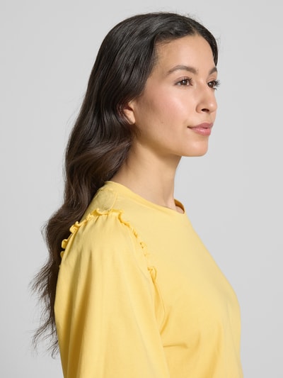 Selected Femme T-shirt z marszczeniami model ‘PENELOPE’ Żółty 3