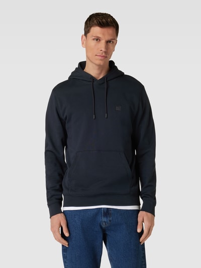 BOSS Orange Hoodie met labeldetail, model 'Wetalk' Marineblauw - 4