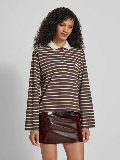 Jake*s Casual Poloshirt met labeldetail Donkerbruin - 4