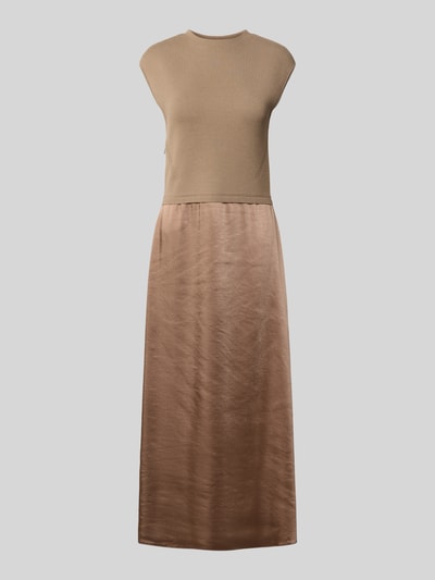 BOSS Tailliertes Strickkleid mit Rock aus Satin Modell 'FERDOLINI' Cognac 2