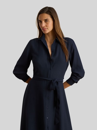 Lauren Ralph Lauren overhemdjurk met tailleriem Marineblauw - 1