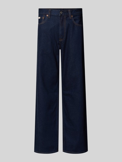 Produktfoto, Jeans mit 5-Pocket-Design van Calvin Klein Jeans in donkerblauw, puur katoen, recht model, knoop- en ritssluiting, labeldetail, heren, bandwijdte 42 cm, binnenbeenlengte 80 cm