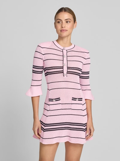 Self-Portrait Slim Fit Minikleid mit Leinen-Anteil Pink 4