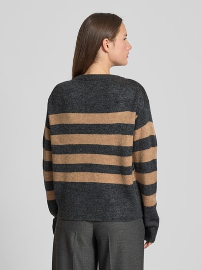 monari Gebreide pullover met ribboorden Antraciet - 5