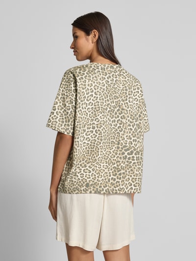 Jake*s Casual Oversized T-Shirt mit geripptem Rundhalsausschnitt Sand 5