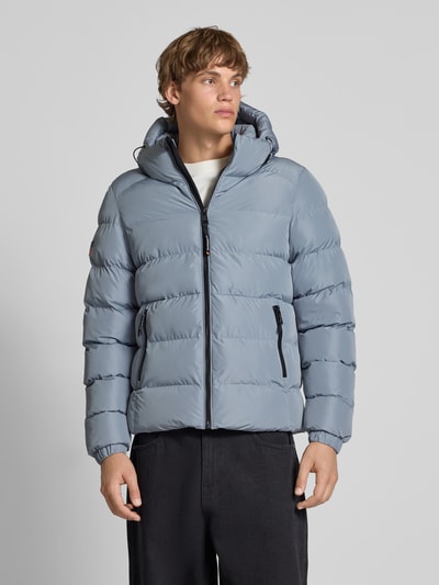 Superdry Kurtka pikowana z kapturem i bocznymi kieszeniami zapinanymi na zamek błyskawiczny Jeansowy niebieski 4